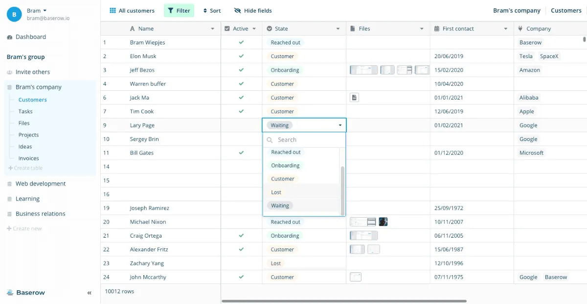 Baserow screenshot 2