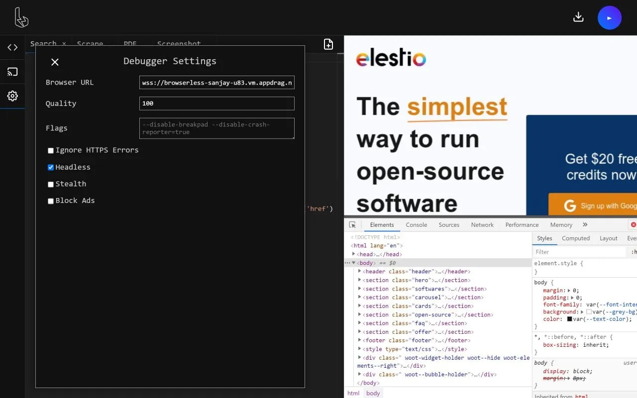 Browserless screenshot 2
