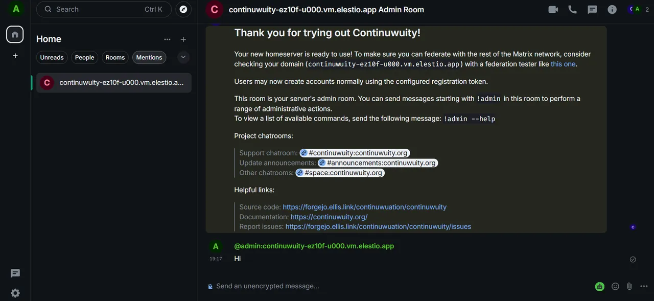 Continuwuity screenshot 2