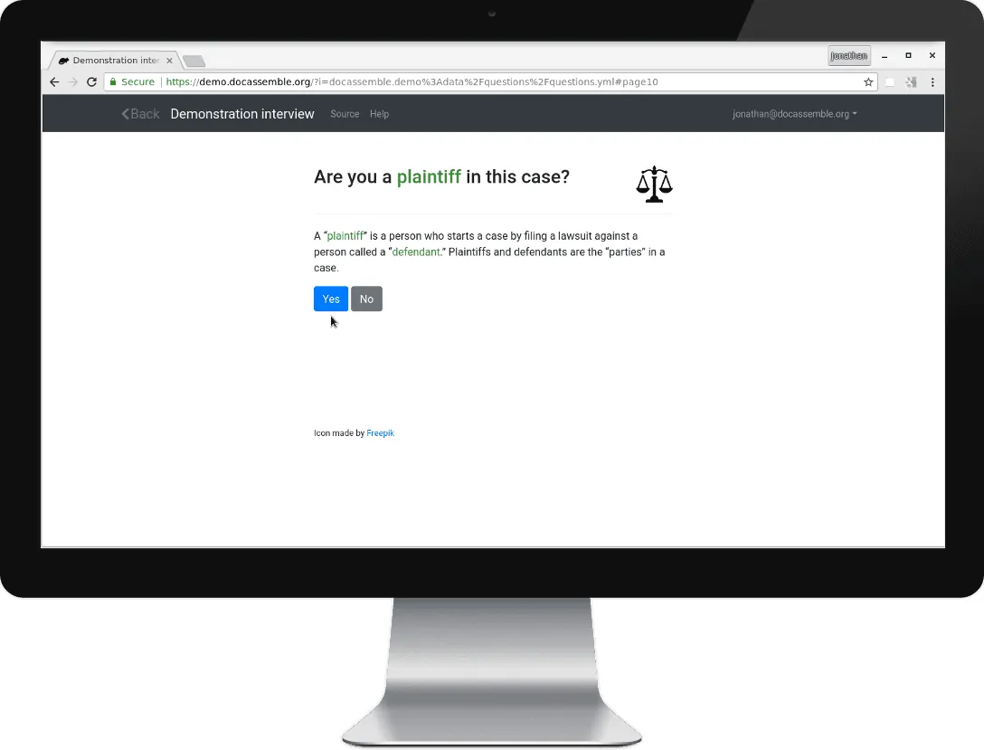 Docassemble interface
