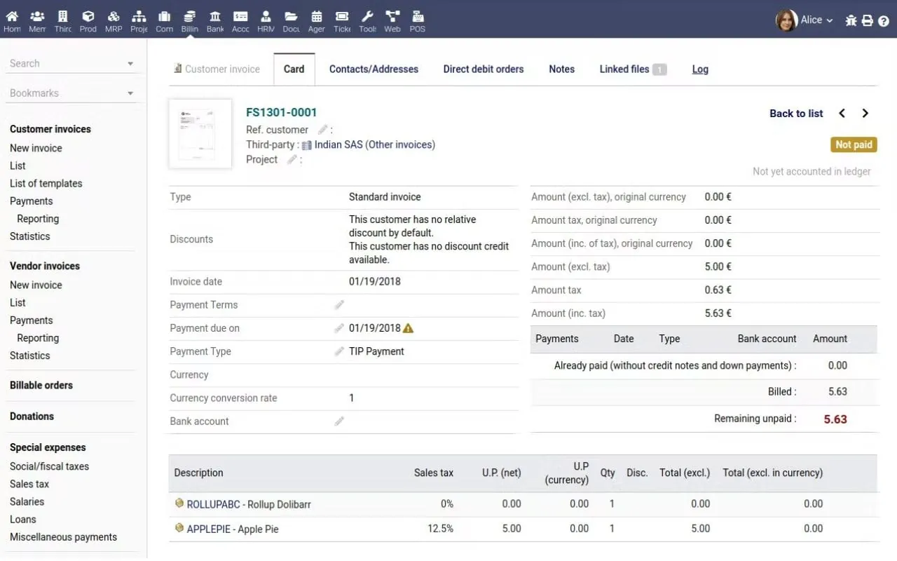 Dolibarr screenshot 2