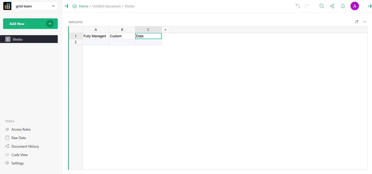 Grist interface