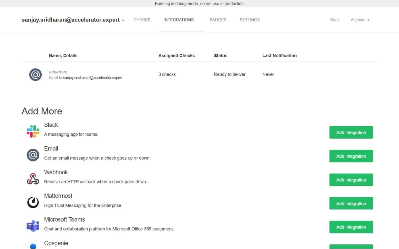 Healthchecks screenshot 2