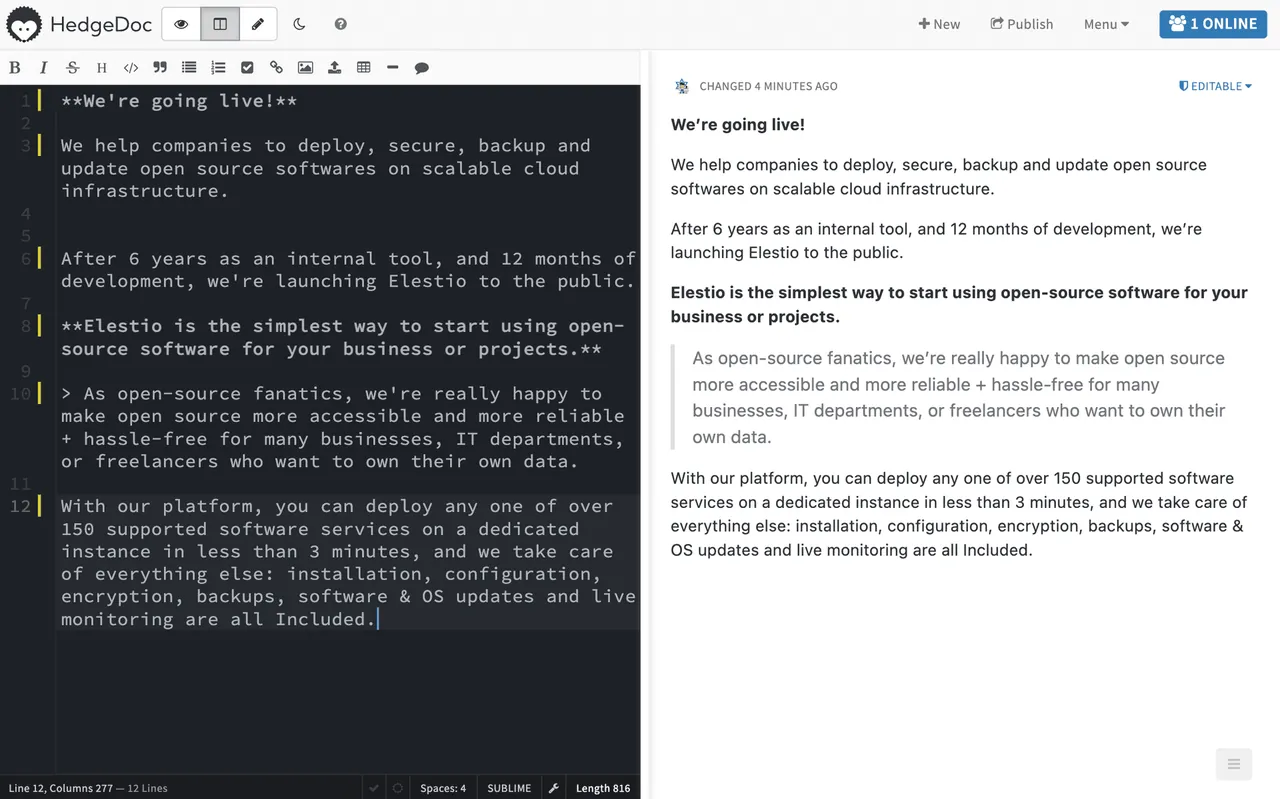 HedgeDoc screenshot 2