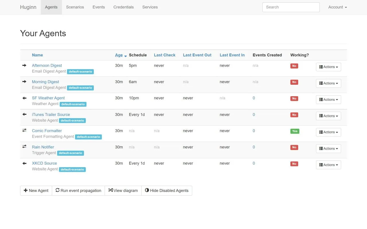 Huginn screenshot 2