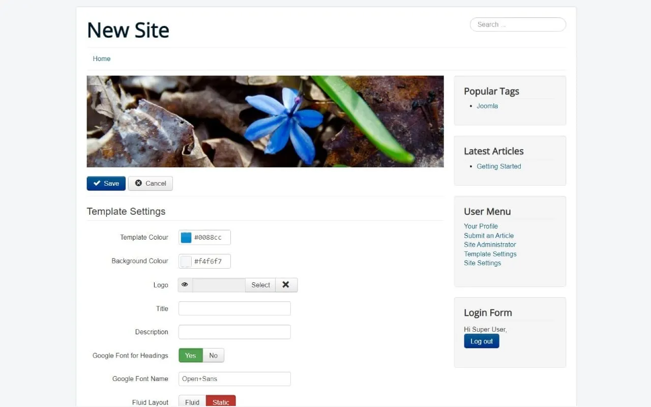 Joomla interface