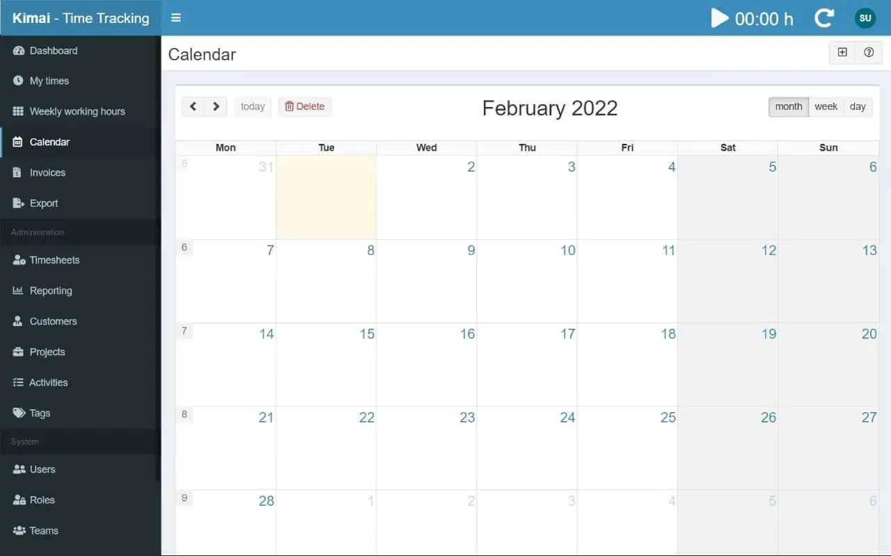 Kimai screenshot 2