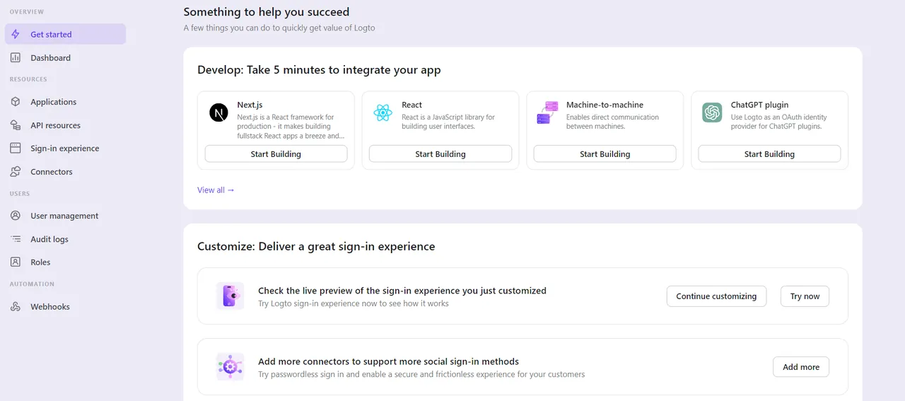 Logto interface