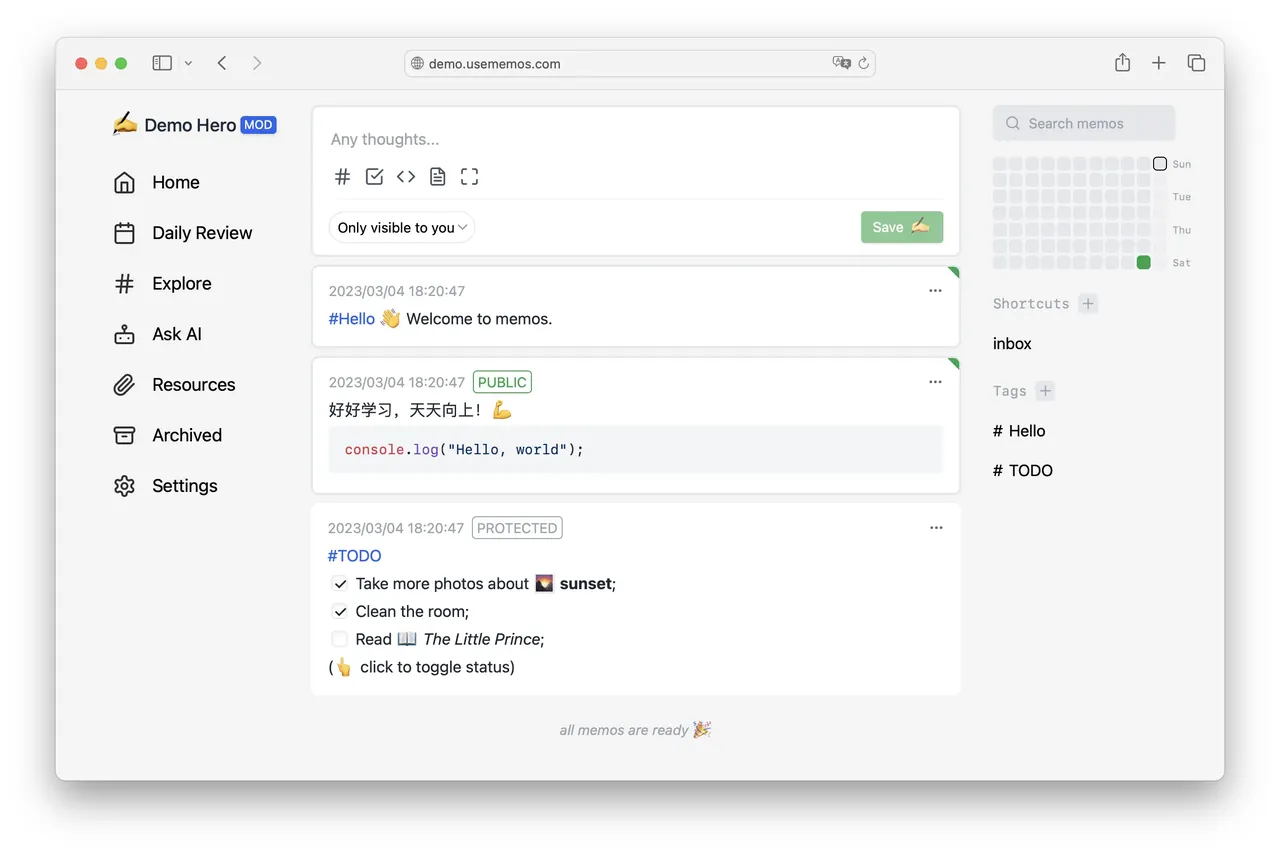 Memos screenshot 2