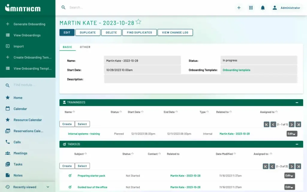 MintHCM interface