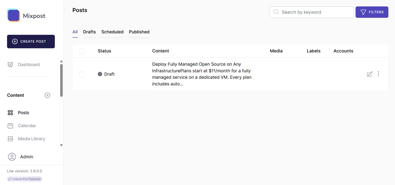 Mixpost interface