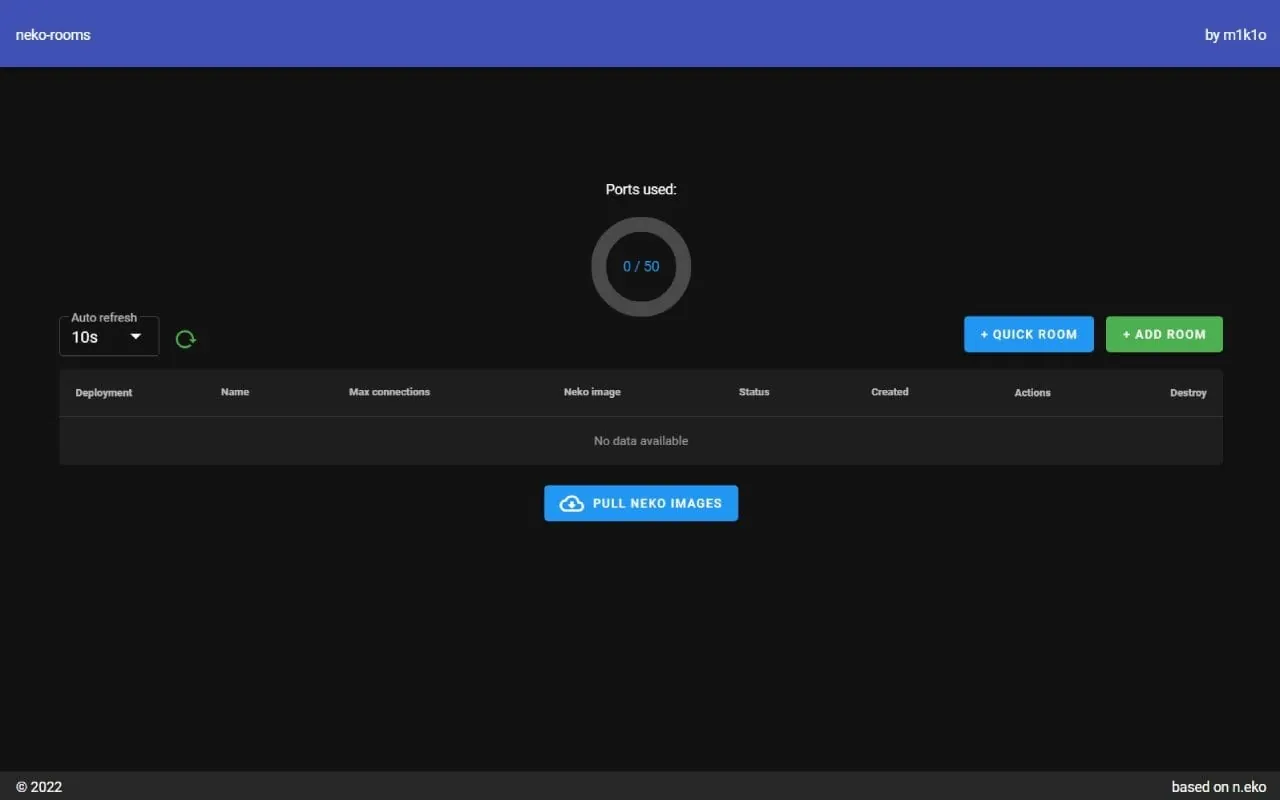 Neko Rooms interface
