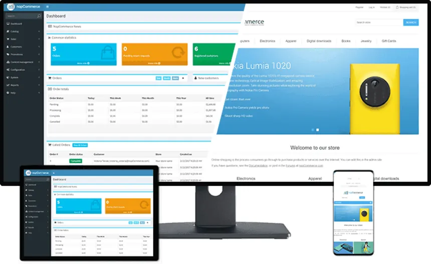 nopCommerce interface