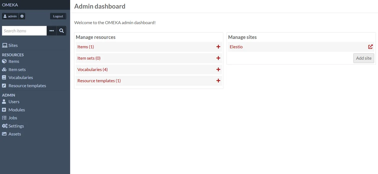 Omeka screenshot 2