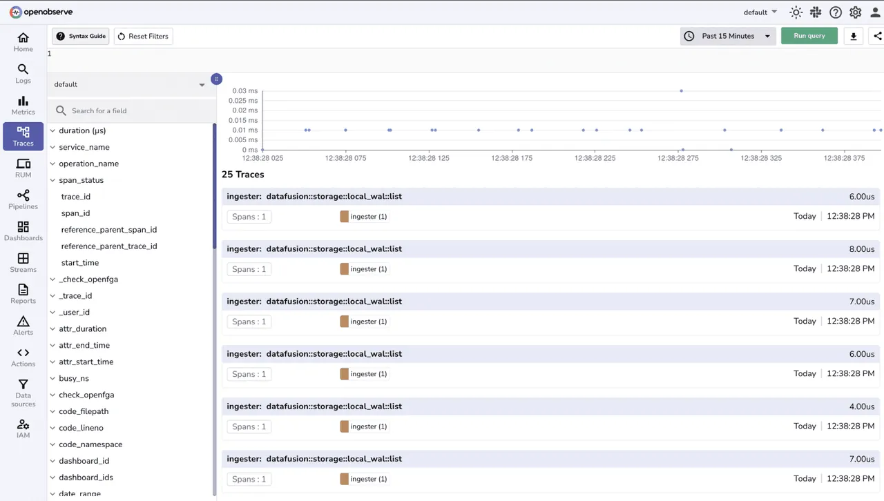 OpenObserve interface