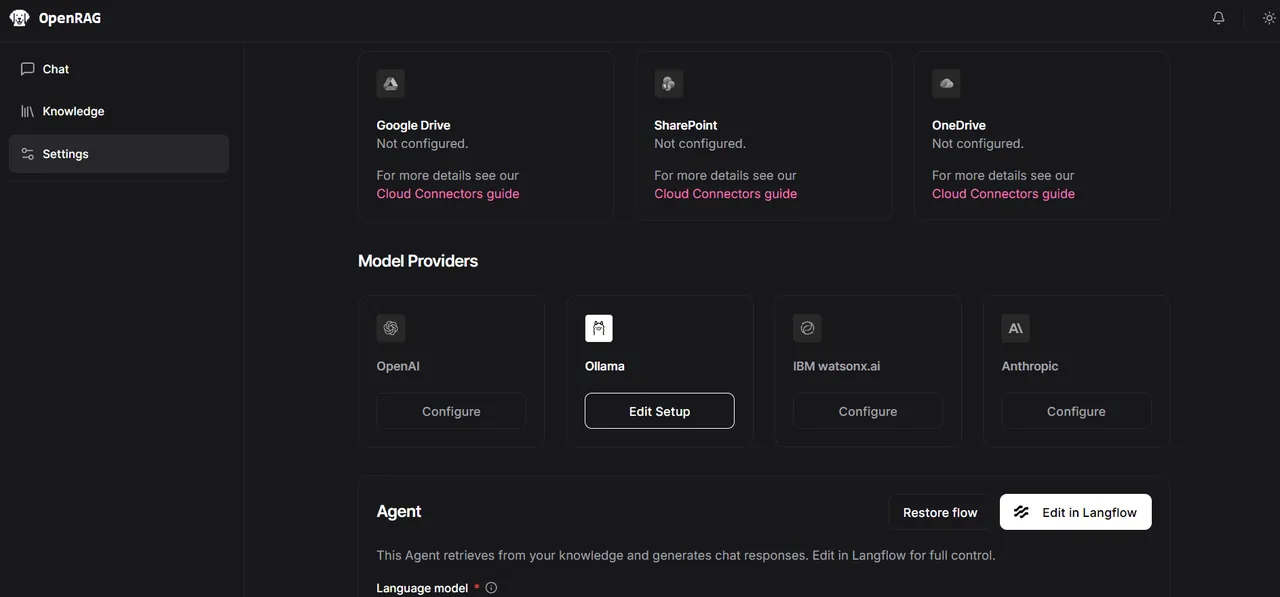 OpenRAG interface