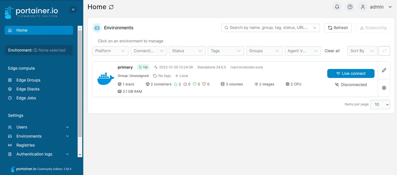 Portainer screenshot 2