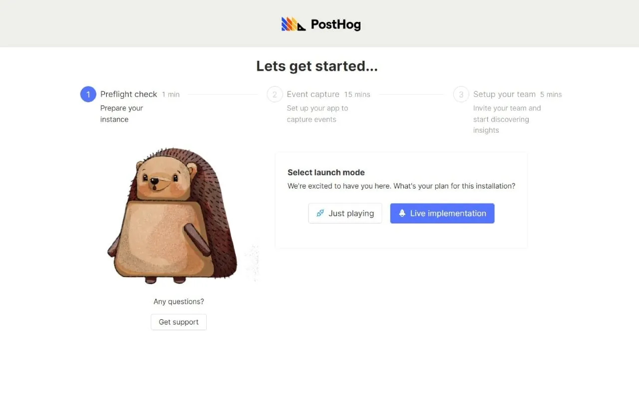PostHog interface