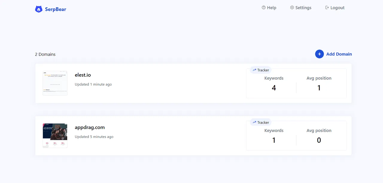 SerpBear interface