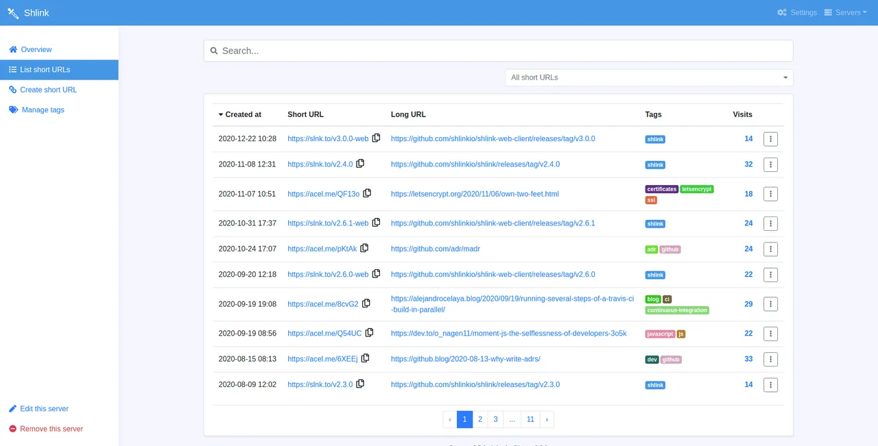 Shlink screenshot 2