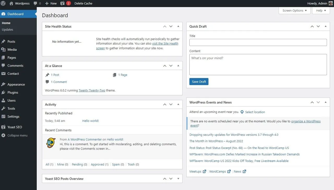 Wordpress screenshot 2